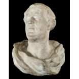 British School, 18th c - Portrait Bust of a Man a l'antica, statuary marble probably from a