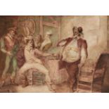 English School, 19th c - Falstaff at The Garter Inn, watercolour, 40.5 x 57cm Several small tears,