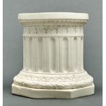 A Victorian Parian ware pedestal, c1870, in the form of a column with fluted shaft on octagonal