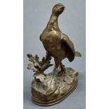 An animalier bronze sculpture of a grouse, cast from a model by Jules Moigniez, 20th c, 31cm h