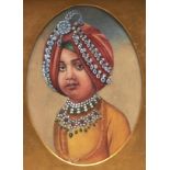 Indian School - Portrait Miniature of a Young Prince called Maharaja Duleep Singh, oval, 90 x