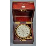 An English two-day marine chronometer, Norris Liverpool, No 199, 19th c, the silvered dial with