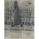 Manner of Laurence Stephen Lowry - Man Walking, bears signature and date, graphite on coloured