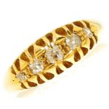 A five stone diamond ring in 18ct gold, Birmingham 1911, 3.4g, size J½ Light wear consistent with