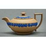 A Wedgwood drab ware miniature teapot and cover, early 19th c, of compressed ovoid form with short