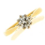 A diamond solitaire ring, the old cut diamond of approximately 0.25ct, in 18ct gold, Birmingham,