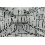 Manner of Laurence Stephen Lowry - Street Scene, bears signature, date and inscription, pencil on