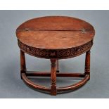 A miniature oak credence table, early 20th c, in English 17th c style, 98mm h Good condition