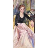 E Parsons, 20th / 21st c - Portrait of a Young Woman, seated three quarter length in a yellow