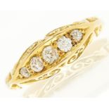 An Edwardian five stone diamond ring in 18ct gold, Birmingham 1904, 4g, size J½ Good condition