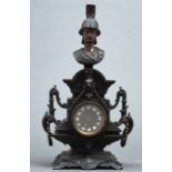 A French Greco-Roman revival mantel clock, late 19th c, with bust of Athena above arched pediment