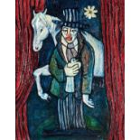 20th c School - The Circus Clown, oil on canvas, 90 x 71.5cm Good condition