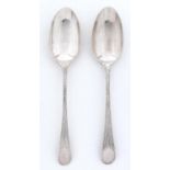 A pair of George III silver tablespoons, bright cut Old English pattern, by John Lambe, London 1784,