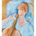 Sheila Oliner (1930 - 2020) - The Cellist, signed and dated 94 (in pencil, twice), oil on board,