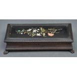 An Italian ebonised glove box, the lid inset with pietre dure tablet, second half 19th c, on