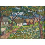 Eastern European School, 20th c – Garden in Spring, signed F Lis, oil on canvas, 42 x 57cm Good