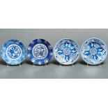Two pairs of Japanese blue and white plates, 20th c, with printed decoration, 18.5 and 19cm diam