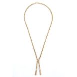 A 9ct gold rope necklace, with two tassels, 61cm l, import marked, Sheffield 1972, 35.7g Good