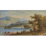 L Lewis (FL late 19th-early 20th century) - Lake Landscape, signed and dated '84,  watercolour, 27 x