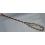 A painted wood oar, early 20th c, decorated with a fish, 152cm l Some wear and discolouration, but