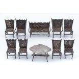 A suite of Dutch silver toy furniture, late 19th c, largest chair 54mm h, 5ozs (10) Good condition