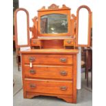 An Edwardian pine dressing chest with triple mirror, c1910, 164cm h; 43 x 91cm Requires cosmetic