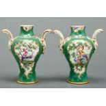 A pair of Worcester vases, the porcelain c1770, the decoration late 19th c, enamelled with 'fancy