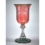 A fine English cased glass testimonial goblet attributable to Rice Harris or George Bacchus &