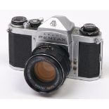 An Asahi Pentax SV SLR 35mm camera, with Super-Takumar 55mm F1.8 lens Apparently mechanically