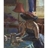 Roy Pettit (1935 - ) - The Plumed Hat, signed (Roy) and dated '92, oil on board, 34.5 x 29.5cm