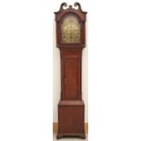 A George III oak and mahogany eight day longcase clock, the 12" brass dial engraved to the centre