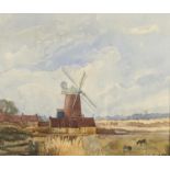 Sidney Walton, 20th c - Cley Mill Norfolk, signed, dated '72 and inscribed, watercolour, 32.5 x 39cm