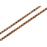 A gold muff chain, c1900, 142cm l, marked 9c, 20.5g In good condition, note links not individually