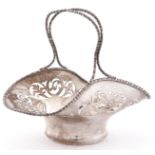A George V pierced silver bonnet basket, with entwined handle, 14cm h, by Fenton Bros Ltd, Sheffield