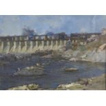 Russian School, 20th c - Industrial Landscape, signed in Cyrillic and dated '96, oil on board, 50