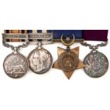 South Africa and Egypt Campaigns group of four, South Africa Medal 1879 clasp, Egypt Medal, Suakin