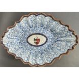 A Flight Worcester armorial Royal Lily pattern fluted oval dessert dish of the largest size,