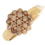 A diamond cluster ring, in gold, 2.3g, size M½