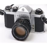 An Asahi Pentax SV SLR 35mm camera, with Super-Takumar 55mm F1.8 lens Apparently mechanically