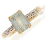 A 9ct gold aquamarine and diamond ring, 3.6g, size J