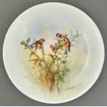 An outside decorated plate, probably Royal Worcester, c1919-39, painted by G Moseley, signed, with