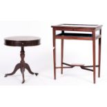 An Edwardian mahogany bijouterie table, c1905, outlined throughout with satinwood crossbands,