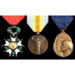 France, two Légion d'Honneur knight's badge and Victory Medal and Belgium, Volunteer's Medal (3)