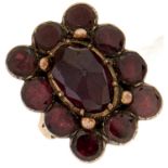 A Georgian garnet ring, adapted from a brooch, gold hoop, 7.4g, size M