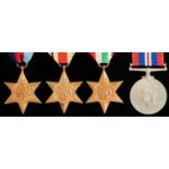 World War II attributed group of four, 1939-1945 Star, Africa Star, Italy Star and War Medal,