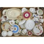 Miscellaneous cabinet cups, teacups, saucers, spill vases, jugs, etc, to include Coalport spill