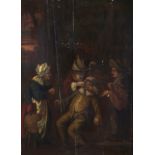 Dutch School - Dentist Pulling a Tooth, oil on panel, 43 x 32.5cm Extensive old restoration and