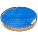 A Scandinavian oval silver and blue guilloche enamel box, 60mm l, import marked, Sheffield 1935, 1oz