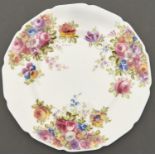 A Royal Doulton bone plate, outside decorated, c1911, painted by C Harrison, signed, with three