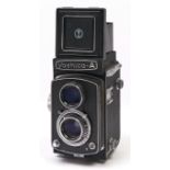 A Yashica-A twin lens reflex camera, with Yashikor 80mm F3.5 lens, with original case In